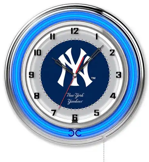 New York Yankees 19" Double Neon Wall Clock Crafted