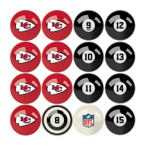 Premium Kansas City Chiefs Billiard Balls with Numbers