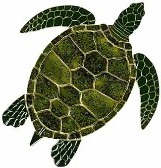 Seasonal Sale Custom Mosaics 5x5" Turtles and Mermaids Collection Green Sea Turtle Design - GT7-5