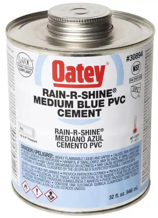 Oatey Rain-R-Shine Blue PVC Cement, 32 oz - 30894 Limited Offer